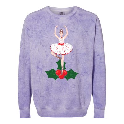 Cute Dance Christmas Ballerina Girls Ballet Dancer Colorblast Crewneck Sweatshirt