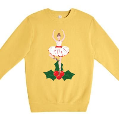 Cute Dance Christmas Ballerina Girls Ballet Dancer Premium Crewneck Sweatshirt