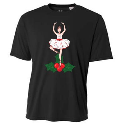 Cute Dance Christmas Ballerina Girls Ballet Dancer Cooling Performance Crew T-Shirt