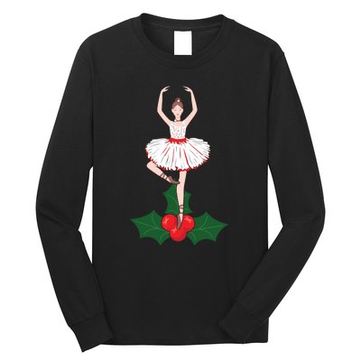 Cute Dance Christmas Ballerina Girls Ballet Dancer Long Sleeve Shirt