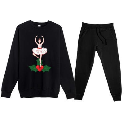 Cute Dance Christmas Ballerina Girls Ballet Dancer Premium Crewneck Sweatsuit Set