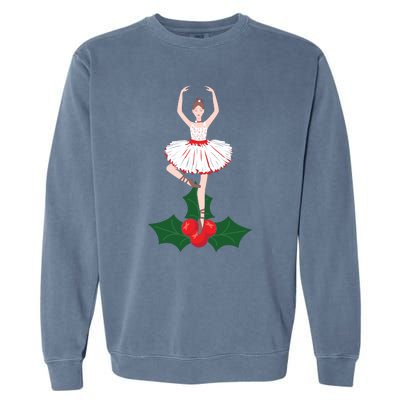 Cute Dance Christmas Ballerina Girls Ballet Dancer Garment-Dyed Sweatshirt