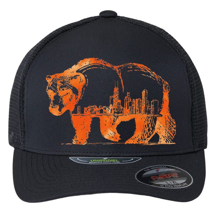 Chicago Downtown City Skyline Illinois Pride Flexfit Unipanel Trucker Cap