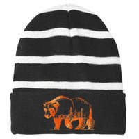 Chicago Downtown City Skyline Illinois Pride Striped Beanie with Solid Band