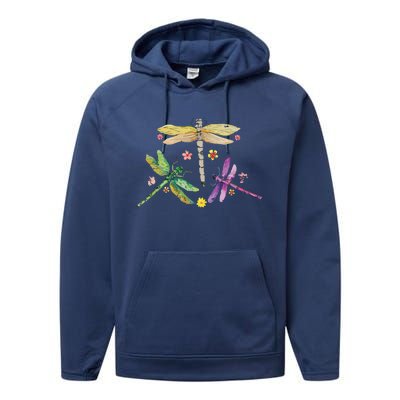 Colorful Dragonflies Performance Fleece Hoodie