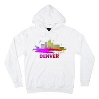 Colorful Denver Cityscape Denver Colorado Skyline Hoodie