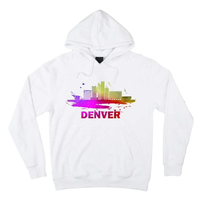 Colorful Denver Cityscape Denver Colorado Skyline Hoodie