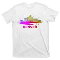 Colorful Denver Cityscape Denver Colorado Skyline T-Shirt