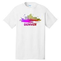 Colorful Denver Cityscape Denver Colorado Skyline Tall T-Shirt