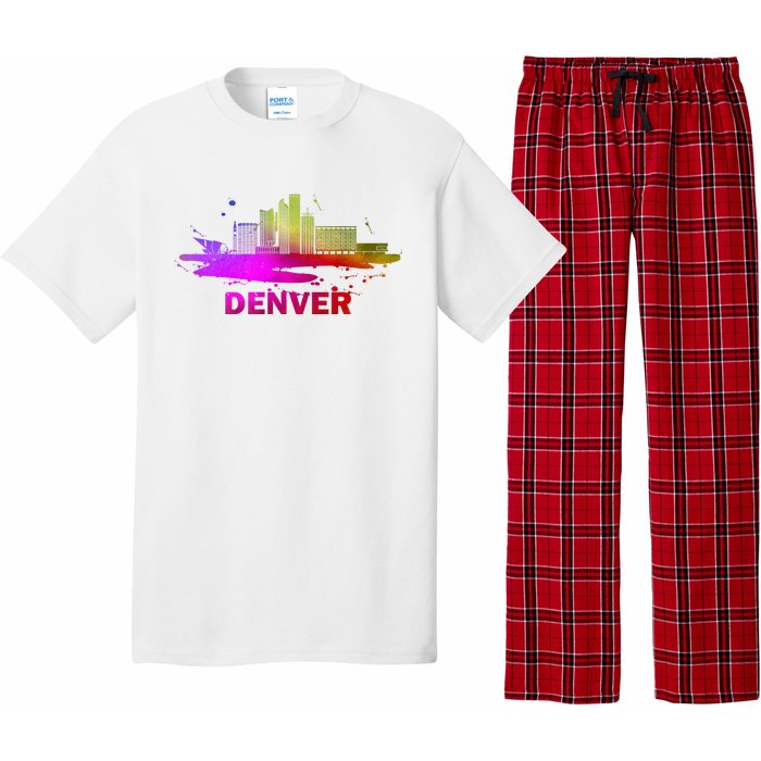 Colorful Denver Cityscape Denver Colorado Skyline Pajama Set