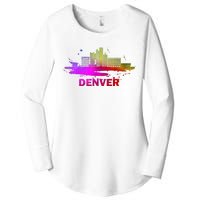 Colorful Denver Cityscape Denver Colorado Skyline Women's Perfect Tri Tunic Long Sleeve Shirt