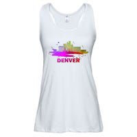 Colorful Denver Cityscape Denver Colorado Skyline Ladies Essential Flowy Tank