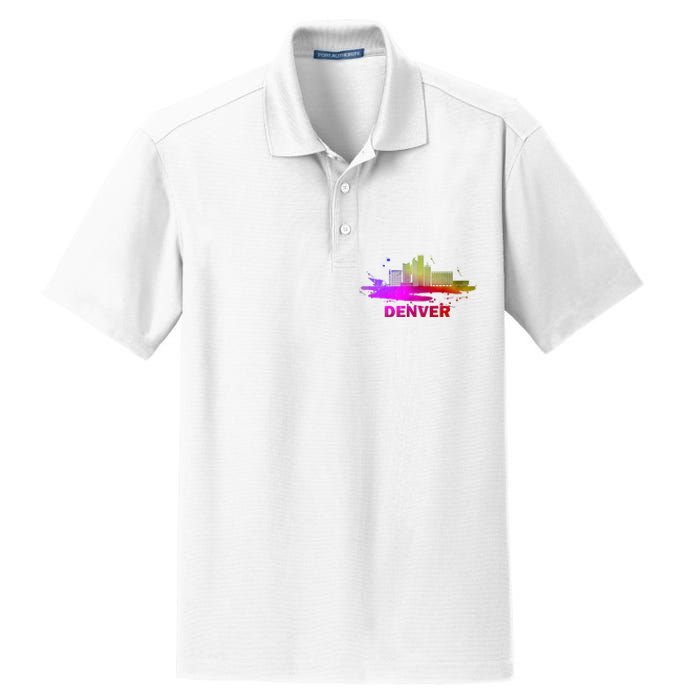 Colorful Denver Cityscape Denver Colorado Skyline Dry Zone Grid Polo