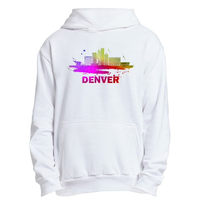 Colorful Denver Cityscape Denver Colorado Skyline Urban Pullover Hoodie