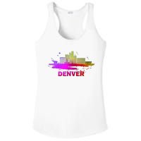 Colorful Denver Cityscape Denver Colorado Skyline Ladies PosiCharge Competitor Racerback Tank