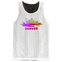 Colorful Denver Cityscape Denver Colorado Skyline Mesh Reversible Basketball Jersey Tank