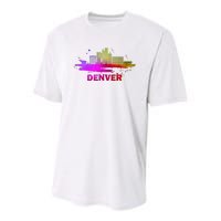 Colorful Denver Cityscape Denver Colorado Skyline Youth Performance Sprint T-Shirt