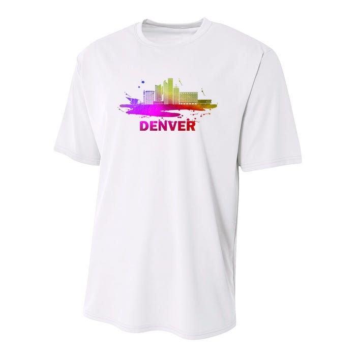 Colorful Denver Cityscape Denver Colorado Skyline Youth Performance Sprint T-Shirt