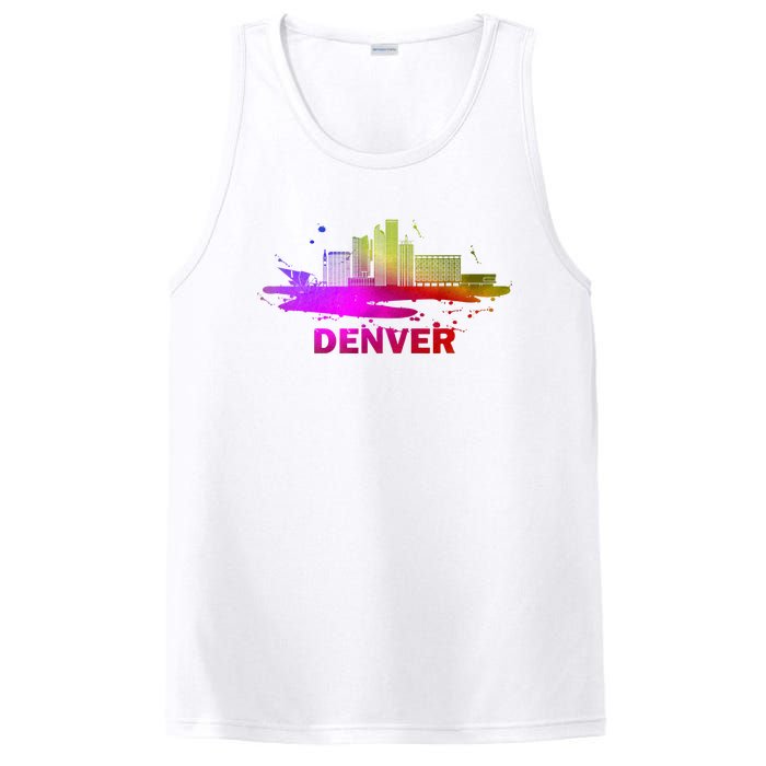 Colorful Denver Cityscape Denver Colorado Skyline PosiCharge Competitor Tank