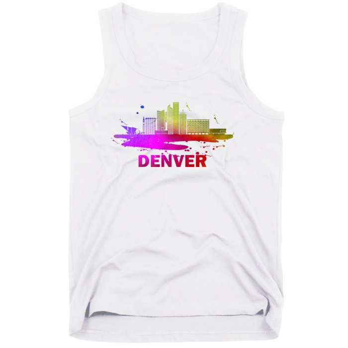 Colorful Denver Cityscape Denver Colorado Skyline Tank Top