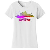 Colorful Denver Cityscape Denver Colorado Skyline Women's T-Shirt