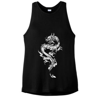 Chinese Dragon Chinese And Dragon Lover Ladies PosiCharge Tri-Blend Wicking Tank
