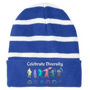 Celebrate Diversity Character Classes Dungeon Rpg Dm Great Gift Striped Beanie with Solid Band