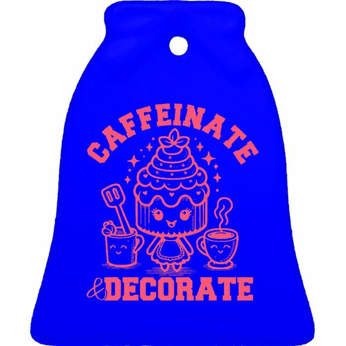 Caffeinate Decorate Ceramic Bell Ornament