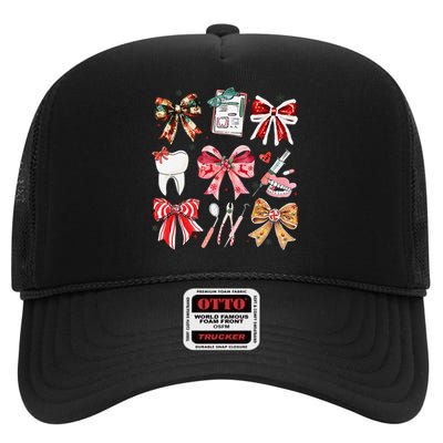 Coquette Dental Christmas Dental Hygienist Stay Merry Bright High Crown Mesh Back Trucker Hat