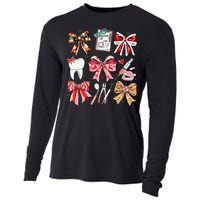 Coquette Dental Christmas Dental Hygienist Stay Merry Bright Cooling Performance Long Sleeve Crew