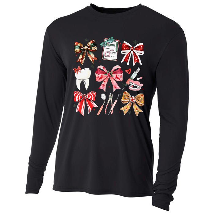 Coquette Dental Christmas Dental Hygienist Stay Merry Bright Cooling Performance Long Sleeve Crew