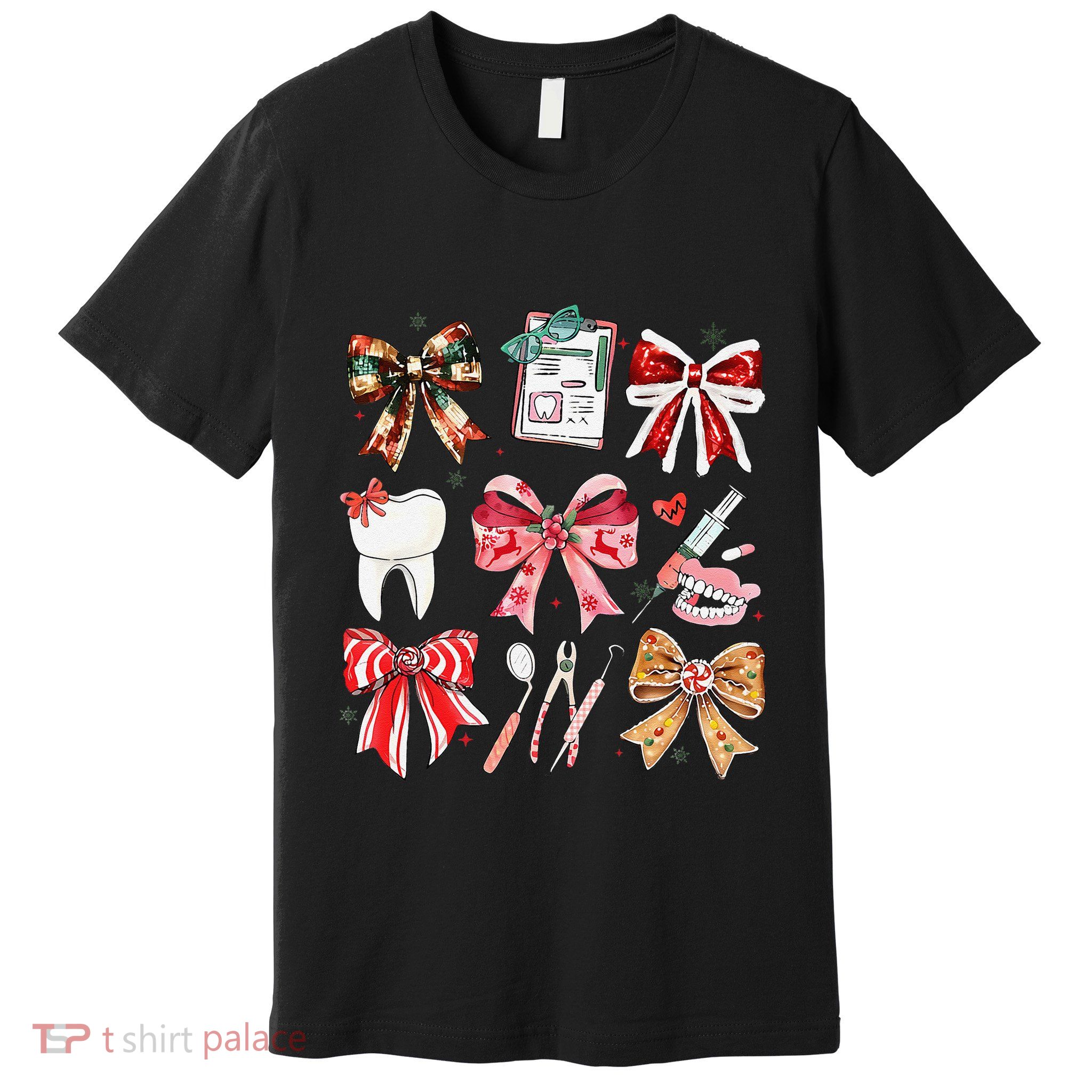 Coquette Dental Christmas Dental Hygienist Stay Merry Bright Premium T-Shirt