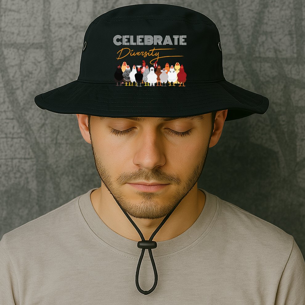 Celebrate Diversity Chickens Funny Graphic Tee Chicken Cute Gift Bucket Hat
