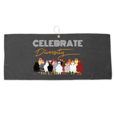 Celebrate Diversity Chickens Funny Graphic Tee Chicken Cute Gift Large Microfiber Waffle Golf Towel