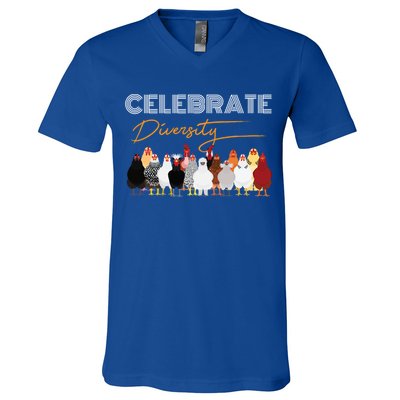Celebrate Diversity Chickens Funny Graphic Tee Chicken Cute Gift V-Neck T-Shirt