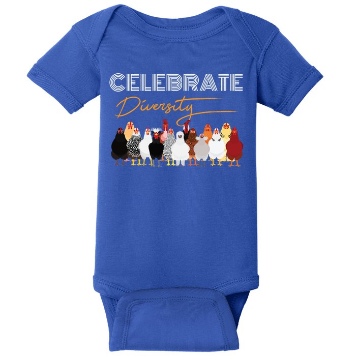 Celebrate Diversity Chickens Funny Graphic Tee Chicken Cute Gift Baby Bodysuit