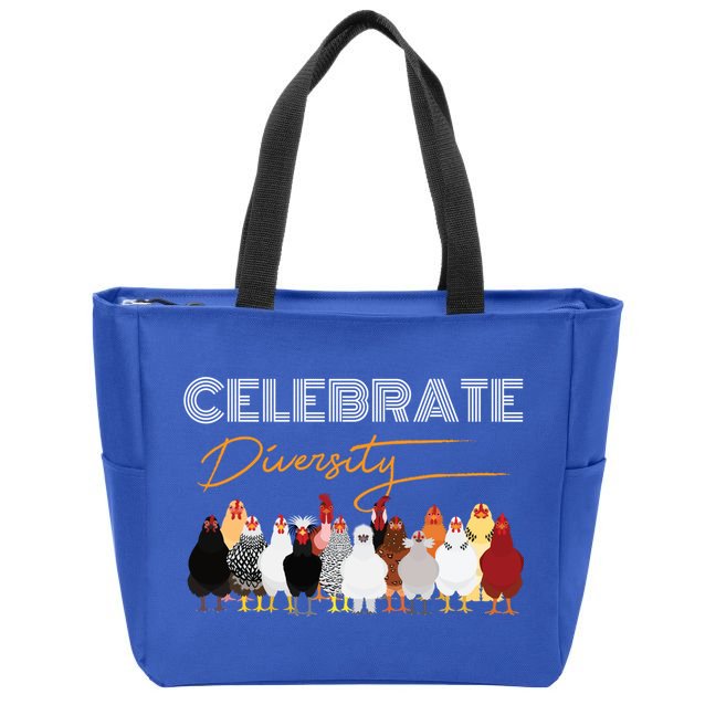 Celebrate Diversity Chickens Funny Graphic Tee Chicken Cute Gift Zip Tote Bag
