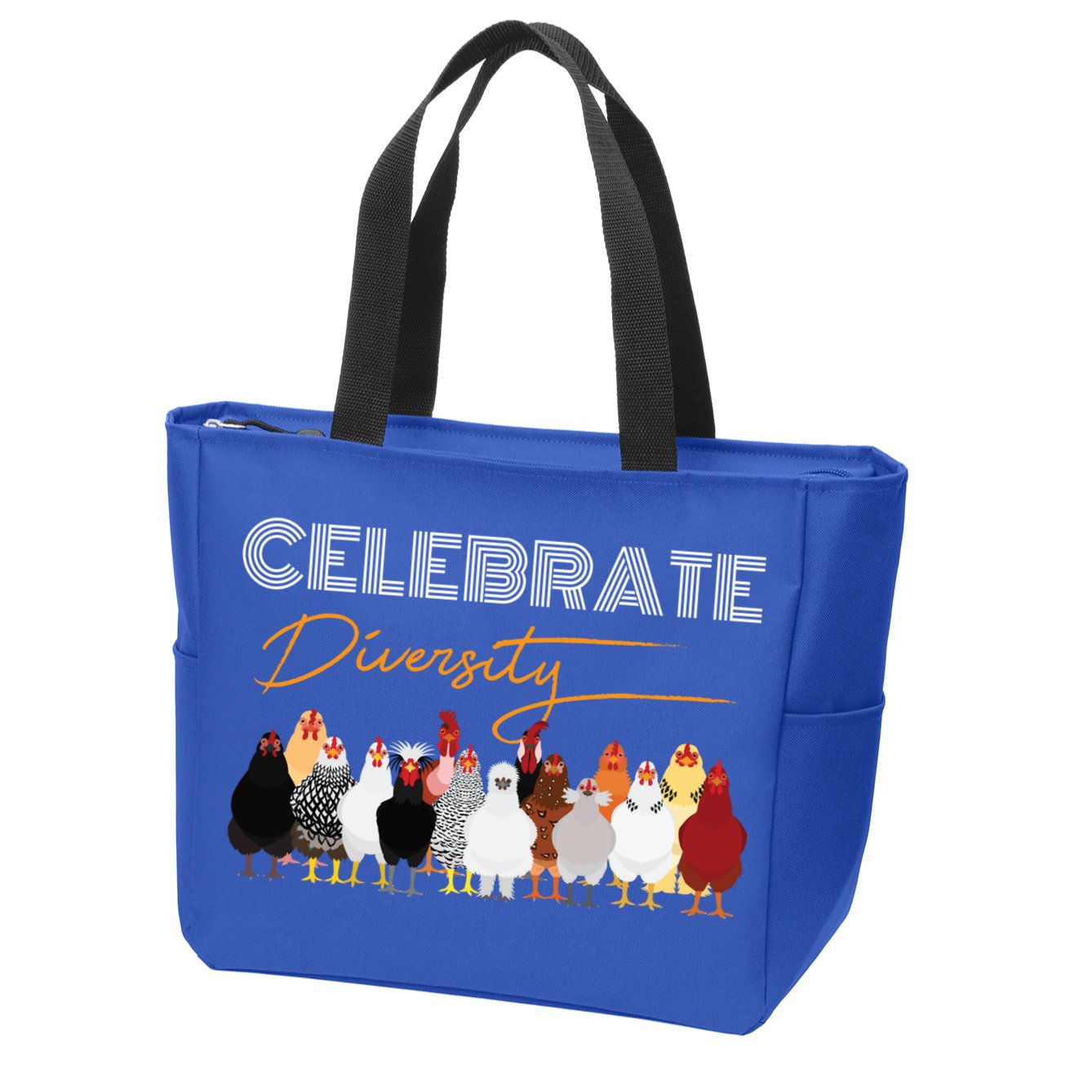 Celebrate Diversity Chickens Funny Graphic Tee Chicken Cute Gift Zip Tote Bag