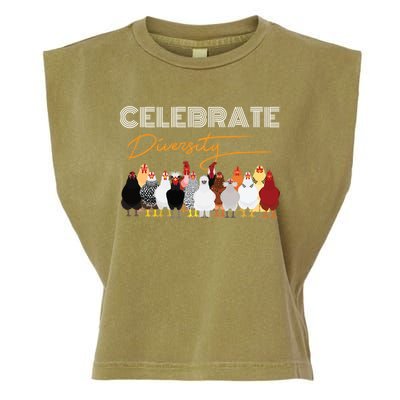 Celebrate Diversity Chickens Funny Graphic Tee Chicken Cute Gift Garment-Dyed Women's Muscle Tee