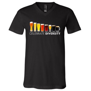 Celebrate Diversity Cocktails Beer Lover Drinking Bartender V-Neck T-Shirt