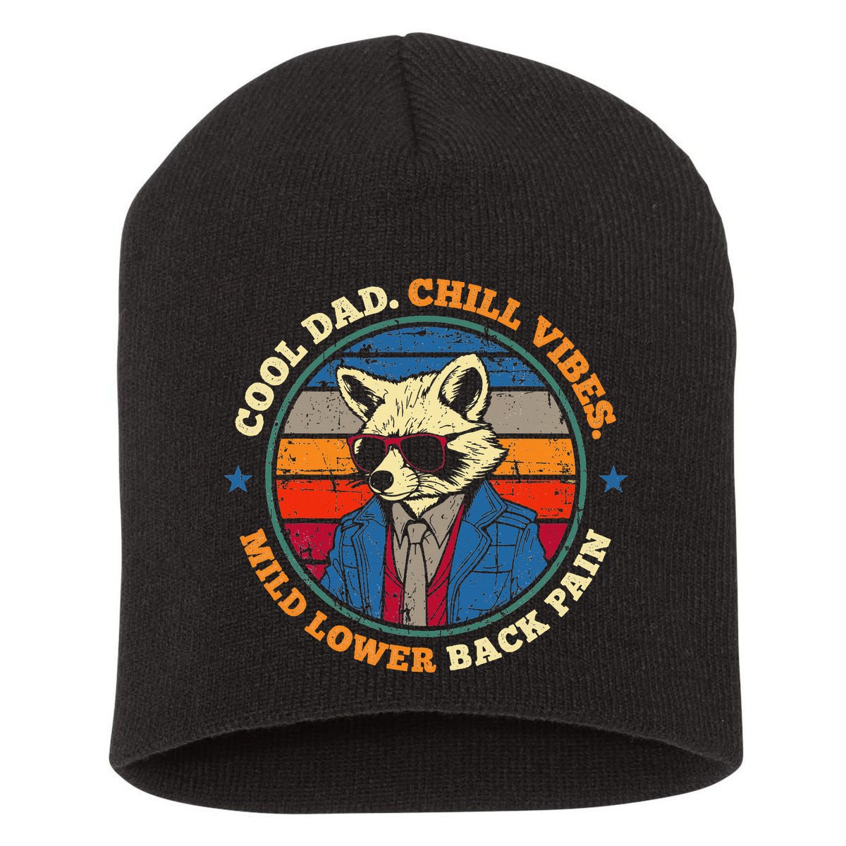 Cool Dad Chill Vibes Mild Back Pain Funny Fathers Day Gift Short Acrylic Beanie