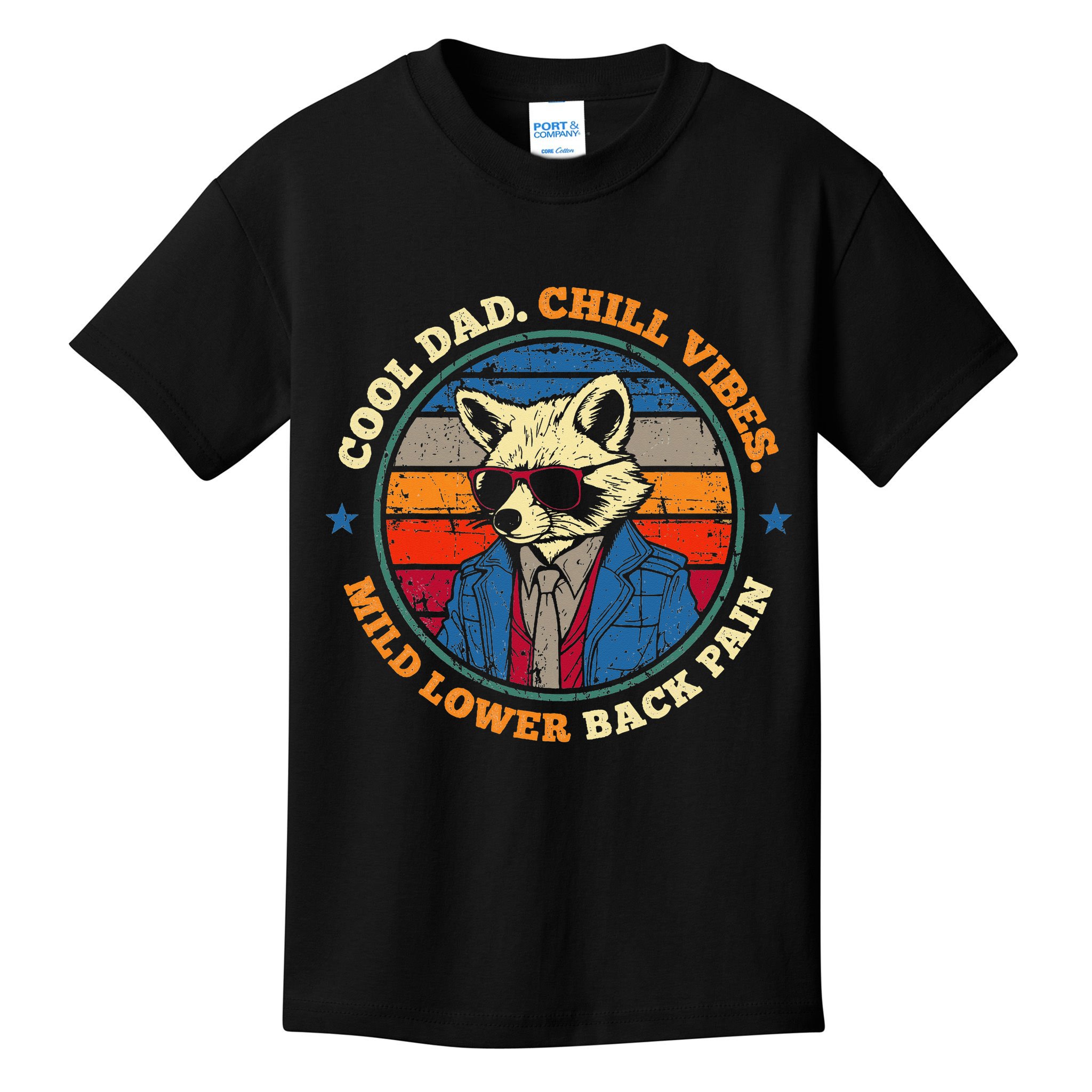 Cool Dad Chill Vibes Mild Back Pain Funny Fathers Day Gift Kids T-Shirt