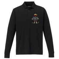 Coffee Drinking Christmas Elf Matching Pajama XMas Party Performance Long Sleeve Polo