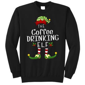 Coffee Drinking Christmas Elf Matching Pajama XMas Party Sweatshirt