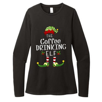 Coffee Drinking Christmas Elf Matching Pajama XMas Party Womens CVC Long Sleeve Shirt