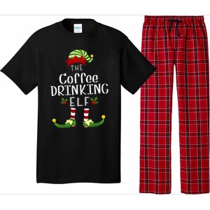 Coffee Drinking Christmas Elf Matching Pajama XMas Party Pajama Set