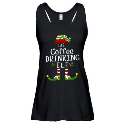 Coffee Drinking Christmas Elf Matching Pajama XMas Party Ladies Essential Flowy Tank