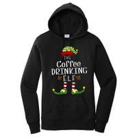 Coffee Drinking Christmas Elf Matching Pajama XMas Party Women's Pullover Hoodie