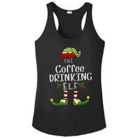 Coffee Drinking Christmas Elf Matching Pajama XMas Party Ladies PosiCharge Competitor Racerback Tank