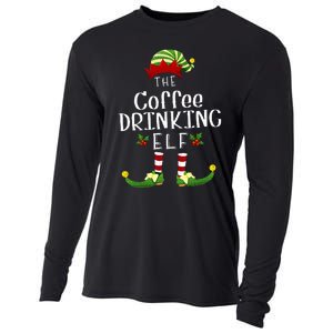 Coffee Drinking Christmas Elf Matching Pajama XMas Party Cooling Performance Long Sleeve Crew